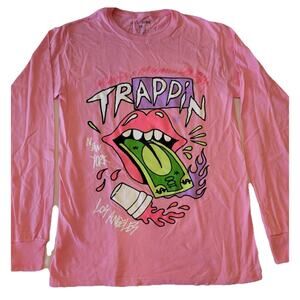 Fashion Nova Women's Long Sleeved T-shirt Pink "Trappin" Streetwear Small Used